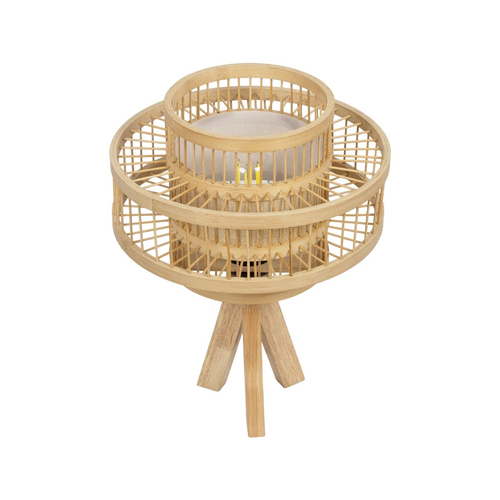 GLOBOSTAR® TULUM 01991 Boho Επιτραπέζιο Φωτιστικό Πορτατίφ με Ντουί 1 x E27 AC 220-240V IP20 - Μπεζ - Μ30 x Π30 x Υ41cm