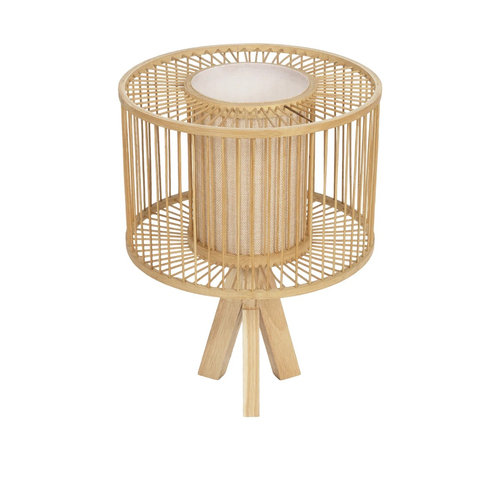 GLOBOSTAR® TULUM 01993 Boho Επιτραπέζιο Φωτιστικό Πορτατίφ με Ντουί 1 x E27 AC 220-240V IP20 - Μπεζ - Μ30 x Π30 x Υ40cm