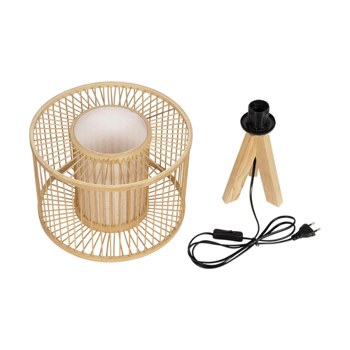 GLOBOSTAR® TULUM 01993 Boho Επιτραπέζιο Φωτιστικό Πορτατίφ με Ντουί 1 x E27 AC 220-240V IP20 - Μπεζ - Μ30 x Π30 x Υ40cm