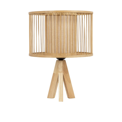 GLOBOSTAR® TULUM 01993 Boho Επιτραπέζιο Φωτιστικό Πορτατίφ με Ντουί 1 x E27 AC 220-240V IP20 - Μπεζ - Μ30 x Π30 x Υ40cm