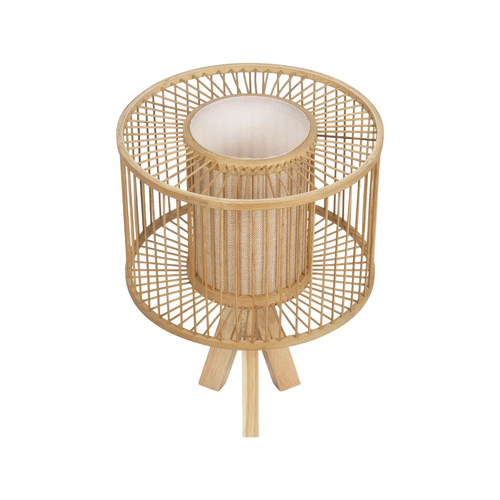 GLOBOSTAR® TULUM 01993 Boho Επιτραπέζιο Φωτιστικό Πορτατίφ με Ντουί 1 x E27 AC 220-240V IP20 - Μπεζ - Μ30 x Π30 x Υ40cm