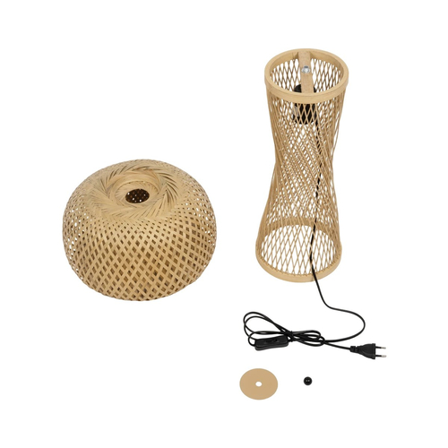 GLOBOSTAR® SELVA 01995 Boho Επιτραπέζιο Φωτιστικό Πορτατίφ με Ντουί 1 x E27 AC 220-240V IP20 - Μπεζ - Μ30 x Π30 x Υ45cm