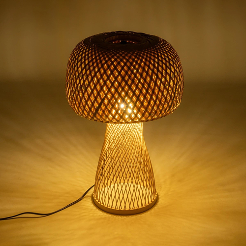 GLOBOSTAR® SELVA 01995 Boho Επιτραπέζιο Φωτιστικό Πορτατίφ με Ντουί 1 x E27 AC 220-240V IP20 - Μπεζ - Μ30 x Π30 x Υ45cm