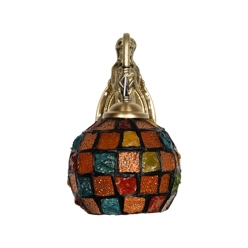 GLOBOSTAR® MERMAID 02389 Vintage Φωτιστικό Τοίχου - Απλίκα με Ντουί 1 x E27 AC 220-240V IP20 - Μπρούτζινο & Πολύχρωμο - Μ17 x Π30 x Υ27cm