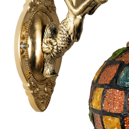 GLOBOSTAR® MERMAID 02389 Vintage Φωτιστικό Τοίχου - Απλίκα με Ντουί 1 x E27 AC 220-240V IP20 - Μπρούτζινο & Πολύχρωμο - Μ17 x Π30 x Υ27cm