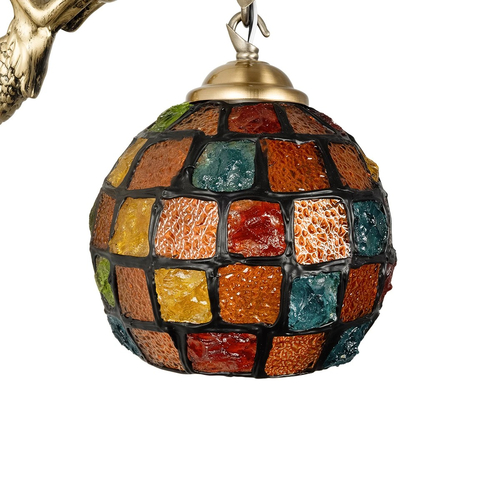 GLOBOSTAR® MERMAID 02389 Vintage Φωτιστικό Τοίχου - Απλίκα με Ντουί 1 x E27 AC 220-240V IP20 - Μπρούτζινο & Πολύχρωμο - Μ17 x Π30 x Υ27cm