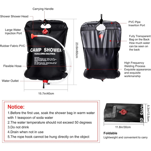 Φορητή ντουζιέρα camping - YB4004 - 20L - 181734
