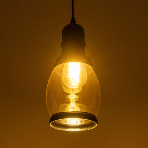 GLOBOSTAR® OLIVER 999-0188 Vintage Κρεμαστό Φωτιστικό Οροφής με Ντουί 1 x E27 AC 220-240V IP20 - Μελί & Μαύρο - Μ14 x Π14 x Υ30cm