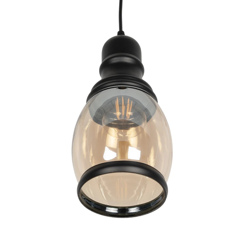 GLOBOSTAR® OLIVER 999-0188 Vintage Κρεμαστό Φωτιστικό Οροφής με Ντουί 1 x E27 AC 220-240V IP20 - Μελί & Μαύρο - Μ14 x Π14 x Υ30cm