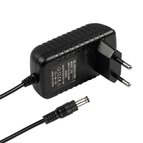 GLOBOSTAR® VOLTIX GLB-107-0002 Τροφοδοτικό/Μετασχηματιστής Class II SELV 24W 2A AC 220-240V σε DC 12V IP20 - Μαύρο Ματ - Μ8 x Π4.2 x Υ2.8cm - 3 Χρόνια Εγγύηση