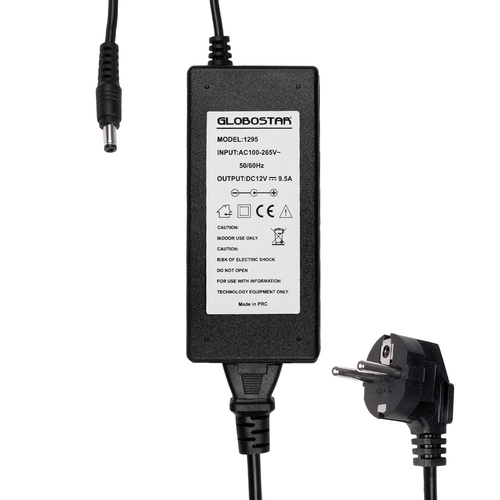 GLOBOSTAR® VOLTIX GLB-107-0004 Τροφοδοτικό/Μετασχηματιστής Class II SELV 120W 9.5A AC 220-240V σε DC 12V IP20 - Μαύρο Ματ - Μ14.2 x Π6.5 x Υ3.7cm - 3 Χρόνια Εγγύηση
