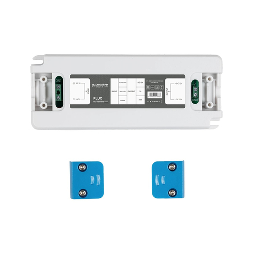 GLOBOSTAR® PLUX GLB-107-0010 Τροφοδοτικό/Μετασχηματιστής Class II SELV 36W 3A AC 220-240V σε DC 12V IP20 - Λευκό Ματ - Μ12.8 x Π5 x Υ1.5cm - 3 Χρόνια Εγγύηση