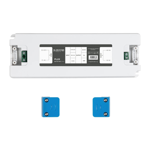 GLOBOSTAR® PLUX GLB-107-0011 Τροφοδοτικό/Μετασχηματιστής Class II SELV 60W 5A AC 220-240V σε DC 12V IP20 - Λευκό Ματ - Μ18.5 x Π6.4 x Υ2.2cm - 3 Χρόνια Εγγύηση