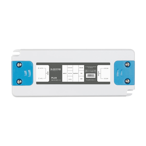 GLOBOSTAR® PLUX GLB-107-0013 Τροφοδοτικό/Μετασχηματιστής Class II SELV 36W 1.5A AC 220-240V σε DC 24V IP20 - Λευκό Ματ - Μ12.8 x Π5 x Υ1.5cm - 3 Χρόνια Εγγύηση