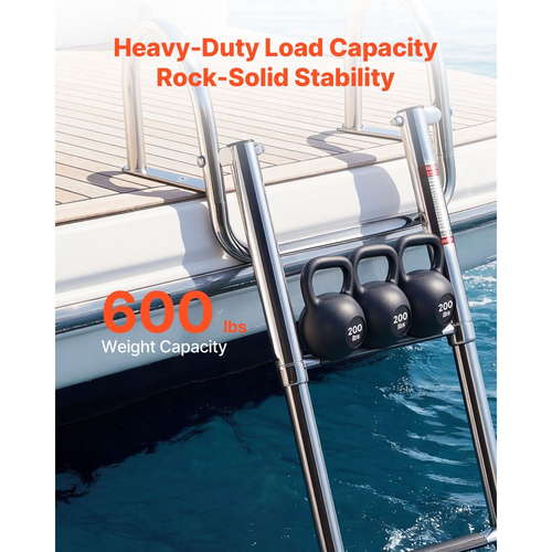 Σκάλα Σκάφους VEVOR, 4 Σκαλοπάτια, Τηλεσκοπική Πτυσσόμενη Σκάλα Κολύμβησης από Ανοξείδωτο Ατσάλι για Εσωλέμβια Είσοδο από Πίσω, Χωρητικότητα 272,16 kg με Πλατιά Αντιολισθητικά Σκαλοπάτια & Χειρολισθήρες, για Εξωλέμβιες, Γιοτ, Σκάφη Ποντόν