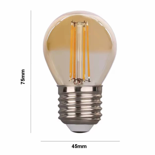 100172 Filament G45 Γλομπάκι LED Ε27 2 Watt Amber Γυαλί (Αντιγραφή)