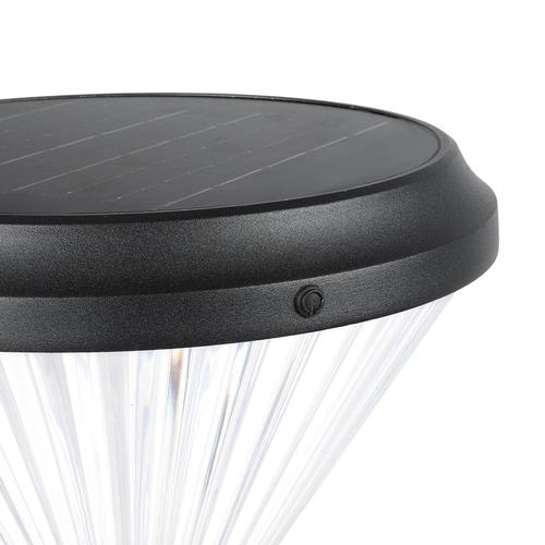 GLOBOSTAR® VEGGIE 90522 Φωτιστικό Κολωνάκι Κήπου LED 10W 500lm 120° με Ενσωματωμένο Φωτοβολταϊκό Panel 6V 2W & Επαναφορτιζόμενη Μπαταρία Li-ion 3.2V 6000mAh με Αισθητήρα Ημέρας-Νύχτας Αδιάβροχο IP65 Ψυχρό Λευκό 6000K - Sanan SMD Chip - Μαύρο - Μ26 x Π26 x Υ60cm - 2 Χρόνια Εγγύηση