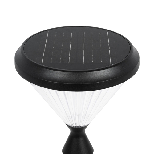 GLOBOSTAR® VEGGIE 90522 Φωτιστικό Κολωνάκι Κήπου LED 10W 500lm 120° με Ενσωματωμένο Φωτοβολταϊκό Panel 6V 2W & Επαναφορτιζόμενη Μπαταρία Li-ion 3.2V 6000mAh με Αισθητήρα Ημέρας-Νύχτας Αδιάβροχο IP65 Ψυχρό Λευκό 6000K - Sanan SMD Chip - Μαύρο - Μ26 x Π26 x Υ60cm - 2 Χρόνια Εγγύηση