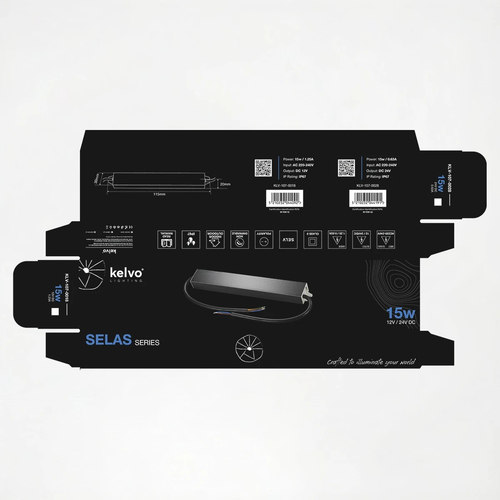 kelvo® SELAS KLV-107-0018 Τροφοδοτικό/Μετασχηματιστής Class II SELV 15W 1.25A AC 220-240V σε DC 12V Αδιάβροχο IP67 - Γκρι Ανθρακί Ματ - Μ11 x Π3 x Υ2cm - 5 Χρόνια Εγγύηση