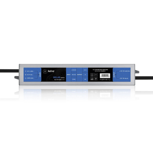 kelvo® SELAS KLV-107-0019 Τροφοδοτικό/Μετασχηματιστής Class II SELV 24W 2A AC 220-240V σε DC 12V Αδιάβροχο IP67 - Γκρι Ανθρακί Ματ - Μ18.2 x Π3 x Υ2cm - 5 Χρόνια Εγγύηση