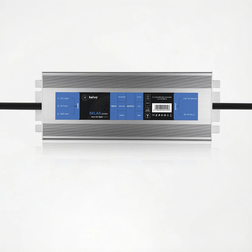 kelvo® SELAS KLV-107-0024 Τροφοδοτικό/Μετασχηματιστής Class I PELV 150W 12.5A AC 220-240V σε DC 12V Αδιάβροχο IP67 - Γκρι Ανθρακί Ματ - Μ18.9 x Π6.5 x Υ2.2cm - 5 Χρόνια Εγγύηση