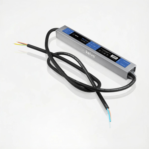 kelvo® SELAS KLV-107-0030 Τροφοδοτικό/Μετασχηματιστής Class II SELV 36W 1.5A AC 220-240V σε DC 24V Αδιάβροχο IP67 - Γκρι Ανθρακί Ματ - Μ22 x Π3 x Υ2cm - 5 Χρόνια Εγγύηση
