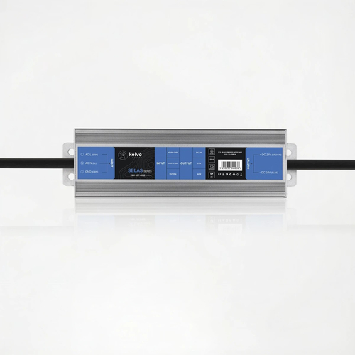 kelvo® SELAS KLV-107-0032 Τροφοδοτικό/Μετασχηματιστής Class I PELV 60W 2.5A AC 220-240V σε DC 24V Αδιάβροχο IP67 - Γκρι Ανθρακί Ματ - Μ15.8 x Π4.3 x Υ2.3cm - 5 Χρόνια Εγγύηση