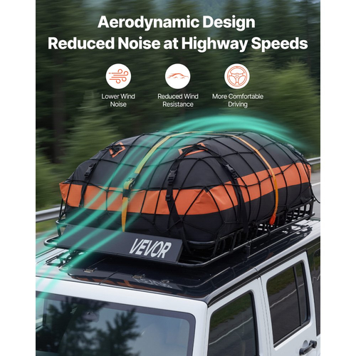 Καλάθι Αποσκευών VEVOR Roof Rack, 1371 x 864 x 102 mm, Βαρέως Τύπου Καλάθι Μεταφοράς Οροφής με Αδιάβροχη Τσάντα, Δίχτυ Αποσκευών, Ιμάντες Καστάνιας, Χωρητικότητα 90,72 kg, Βάση Αποσκευών Αυτοκινήτου Universal, για Φορτηγό SUV
