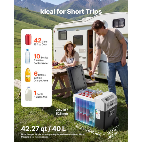 Ψυγείο VEVOR 12 Volt, ψυγείο αυτοκινήτου 42,3 QT/40L, φορητός ηλεκτρικός συμπιεστής κατάψυξης με λαβή, χειριστήριο APP και ρόδες, 12V/24V DC 100-240V AC, -22℃ έως 10℃, για φορτηγό, βαν, τροχόσπιτο, SUV, ταξίδια, κάμπινγκ