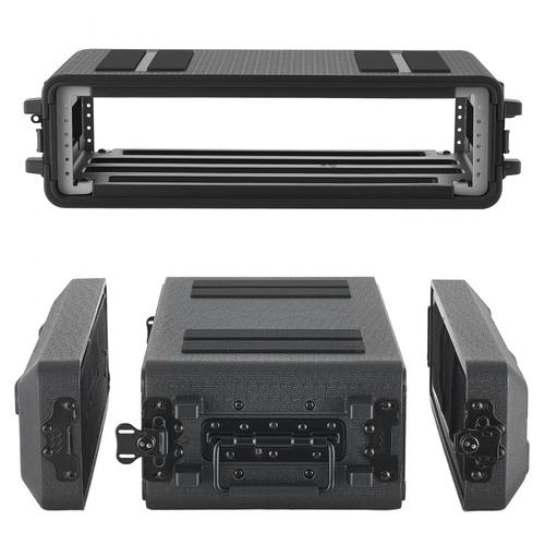 Θήκη Rack VEVOR 2U, βάθος 260 mm, ρηχή θήκη Flight Case με θήκες μικροφώνου, κατασκευή από πολυαιθυλένιο, εσοχές περιστρεφόμενες ασφάλειες, εύκολη εγκατάσταση, για ενισχυτή, ήχο, μίκτη DJ