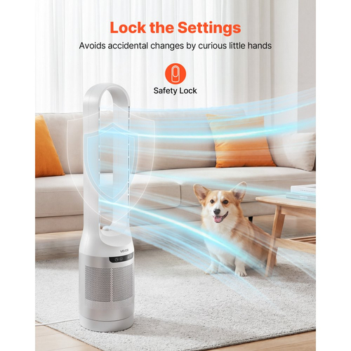 Ανεμιστήρας πύργου VEVOR χωρίς πτερύγια, Σταθερός ανεμιστήρας 65° με ταλάντωση, 12 ταχύτητες & 4 λειτουργίες & χρονοδιακόπτης 8 ωρών, κυκλοφορητής αέρα δαπέδου υψηλής ταχύτητας 4,5 m/s, Ισχυρή ροή αέρα για υπνοδωμάτιο, σαλόνι, σπίτι, γραφείο, λευκό