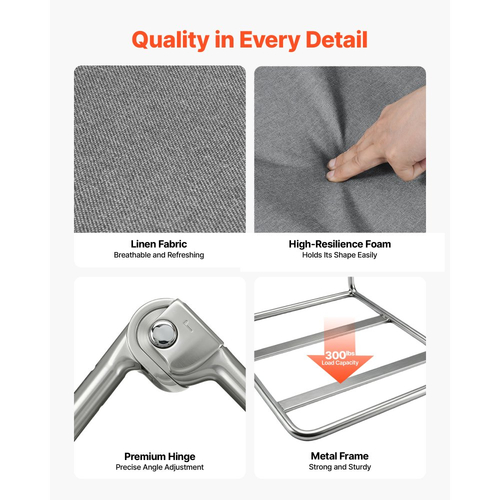 Επιδαπέδια καρέκλα VEVOR, 5 ρυθμιζόμενες θέσεις, πτυσσόμενη επιδαπέδια καρέκλα παιχνιδιών με εργονομική στήριξη πλάτης, ανθεκτικό μεταλλικό πλαίσιο με ανακυκλωμένο αφρό και λινό ύφασμα, πολυλειτουργική για διάβασμα, χαλάρωση, γκρι
