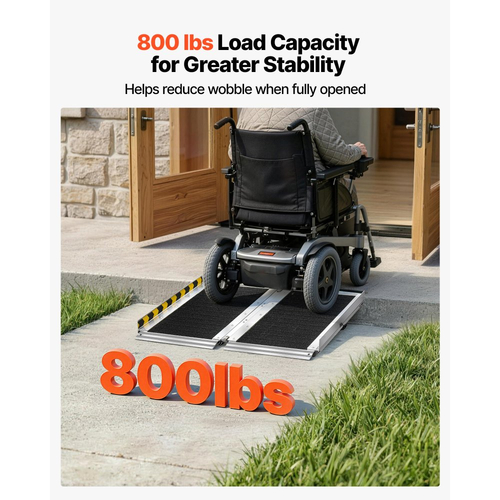 Φορητή ράμπα για αναπηρικό αμαξίδιο VEVOR, 610 mm, αντιολισθητική πτυσσόμενη ράμπα αλουμινίου για αναπηρικό αμαξίδιο, χωρητικότητας 800 λίβρες, ράμπες κατωφλίου πόρτας για σκαλοπάτια σπιτιού, σκάλες, είσοδο, κατώφλι, πόρτες, σκούτερ, πεζοδρόμιο