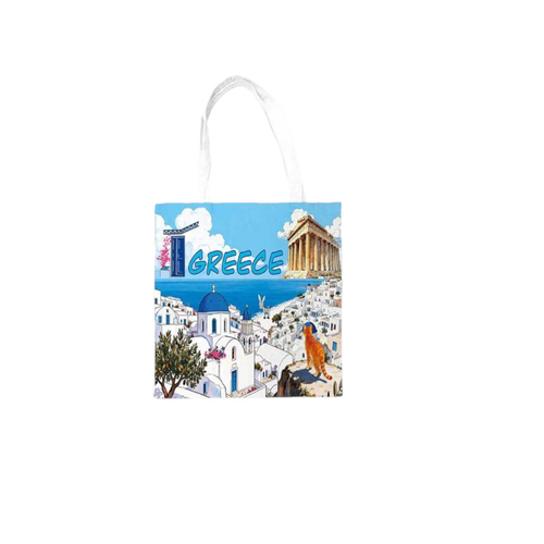 Υφασμάτινη τουριστική τσάντα καμβάς με φερμουάρ - Greece - 35*40cm - 871976