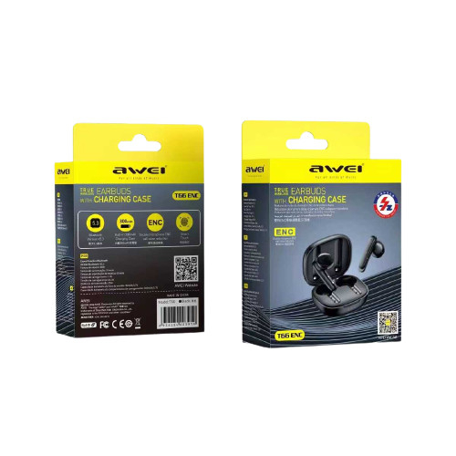 Ασύρματα ακουστικά Bluetooth με θήκη φόρτισης - T66 - Awei - 003919