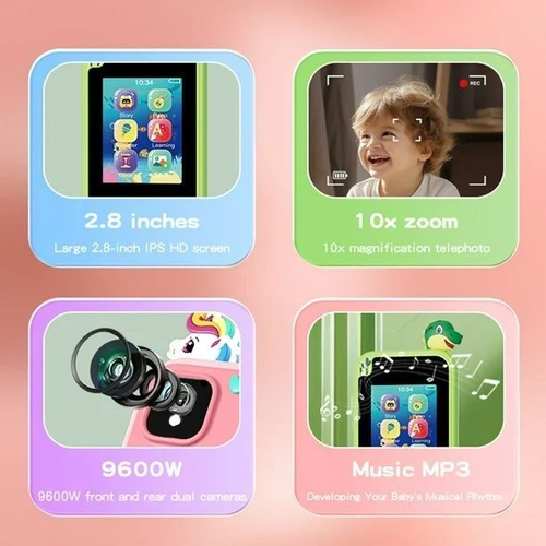 Παιδικό smartphone με κάμερα & παιχνίδια - D13 - 812860 - Pink
