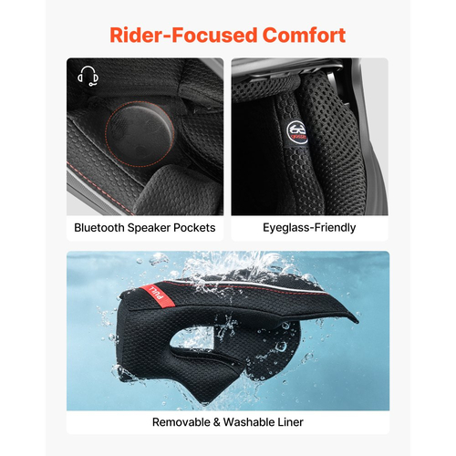 Κράνη Μοτοσικλέτας VEVOR Full Face, Κράνος Μοτοσικλέτας με Διπλό Γείσο, Ελαφρύ Άνετο Κράνος Μοτοσικλέτας για Χωματόδρομο για Ενήλικες Άνδρες και Γυναίκες - Εγκεκριμένο από DOT & ECE (Μέγεθος L)