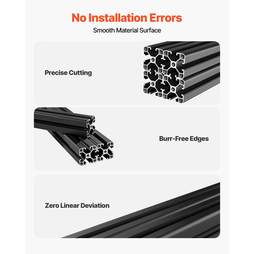 Προφίλ εξώθησης αλουμινίου VEVOR 4PCS 4040, 15,75 ίντσες 400 mm, ανοδιωμένη γραμμική ράγα ευρωπαϊκού προτύπου με υποδοχή T, ράγα αλουμινίου υψηλής αντοχής από εξώθηση, για εξαρτήματα τρισδιάστατων εκτυπωτών και πάγκο εργασίας CNC DIY, μαύρο