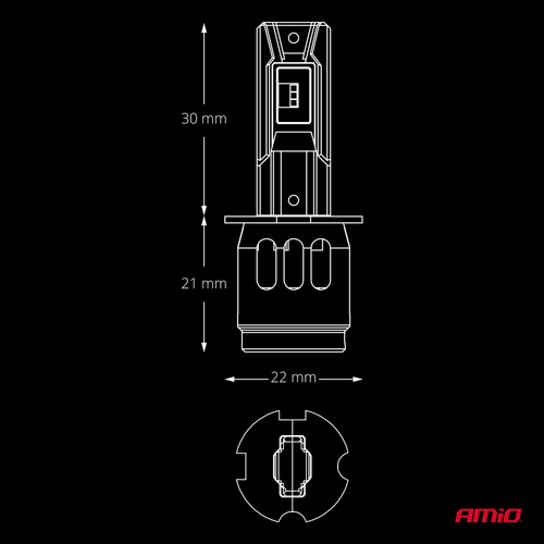 AMiO - Λάμπες LED F26 Pro Series H3 12/24V 68W 2900-3550lm 6.000K Full Can-Bus Plug&Play - 2 Τεμ. (04870/AM)