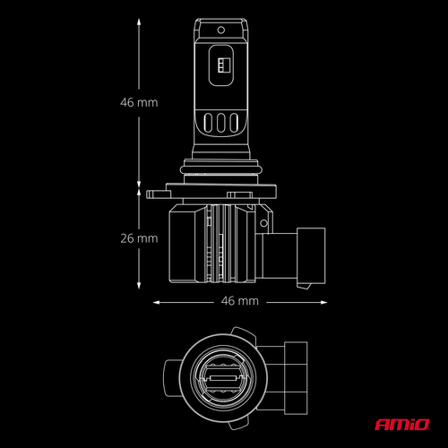 AMiO - Λάμπες LED F26 Pro Series HIR2 9012 12/24V 68W 2900-3550lm 6.000K Full Can-Bus Plug&Play - 2 Τεμ. (04876/AM)