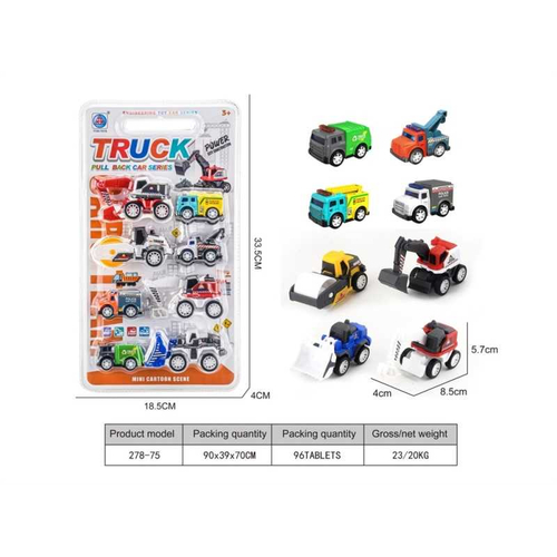 Σετ αυτοκινητάκια με Pull Back - 8pcs - 278-75 - 233158