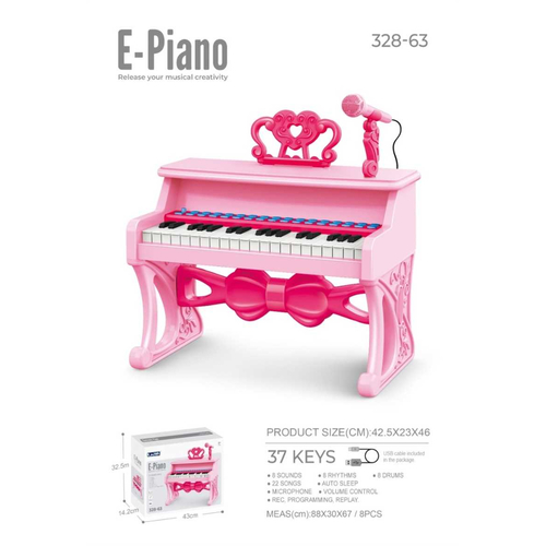 Παιδικό πιάνο mini με μικρόφωνο - 328-6337 - 233101 - Pink