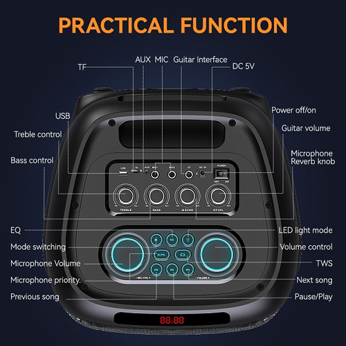 Φορητό ηχείο subwoofer με μικρόφωνο Karaoke - ZQS8280 - 160019