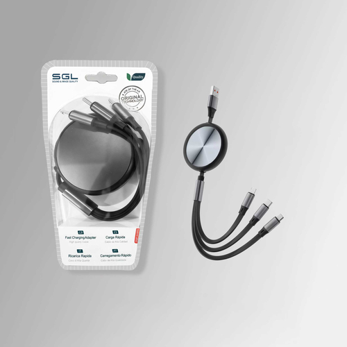Πτυσσόμενο καλώδιο φόρτισης & data 3in1 - Fast Charge - EC6 - 1.2m - 220350