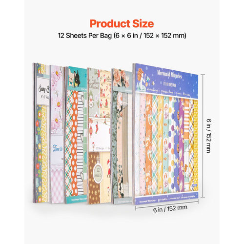 Χαρτί για Scrapbooking VEVOR, 72 φύλλα, ανάμεικτο ειδικό χαρτί 152 mm για μηχανή κοπής και ανάγλυφης εκτύπωσης VEVOR, ζωηρό χρώμα, σχέδιο με σχέδια για διακοσμήσεις, scrapbooking, κατασκευή καρτών και χειροτεχνίες DIY