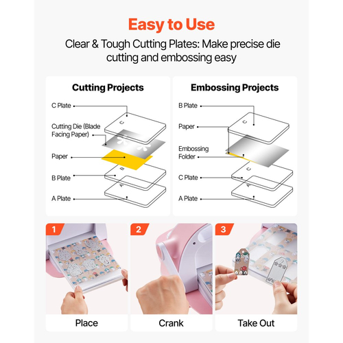 Πλάκες κοπής VEVOR, 6 τεμάχια, 225 x 156 mm, Διαφανές πολυανθρακικό υλικό, Πέλματα κοπής συμβατά με τη μηχανή κοπής και ανάγλυφης εκτύπωσης VEVOR KM-1860, για Scrapbooking, δημιουργία καρτών, χειροτεχνίες