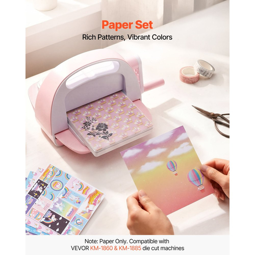 Χαρτί Scrapbooking VEVOR, 72 φύλλα, σετ χαρτιού με ανάμεικτα ειδικά σχέδια 152 mm για μηχανή κοπής και ανάγλυφης εκτύπωσης VEVOR, ζωηρό χρώμα, για διακοσμήσεις, scrapbooking, κατασκευή καρτών και χειροτεχνίες DIY