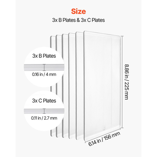 Πλάκες κοπής VEVOR, 6 τεμάχια, 225 x 156 mm, Διαφανές πολυανθρακικό υλικό, Πέλματα κοπής συμβατά με τη μηχανή κοπής και ανάγλυφης εκτύπωσης VEVOR KM-1860, για Scrapbooking, δημιουργία καρτών, χειροτεχνίες
