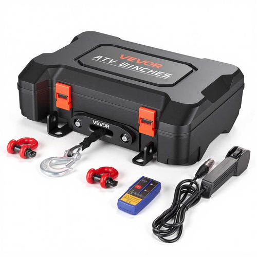 Φορητό βαρούλκο VEVOR, ηλεκτρικό βαρούλκο 1587 kg 12V DC με συνθετικό σχοινί, ασύρματα και ενσύρματα τηλεχειριστήρια, κιτ ανάκτησης τύπου κουτιού με Fairlead, γάντζο Clevis, ιμάντα για εργασίες έλξης ATV UTV εκτός δρόμου σε εξωτερικούς χώρους