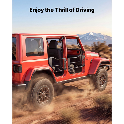 Πόρτες VEVOR Jeep Tube, 4θυρες, συμβατές με Jeep Wrangler JK Unlimited 2007-2018, Μισές σωληνωτές πόρτες από κράμα χάλυβα Off Road εμπρός και πίσω με τσάντα αποθήκευσης, λαστιχένια μαξιλαράκια, μεντεσέδες βαρέως τύπου και μάνδαλο OE